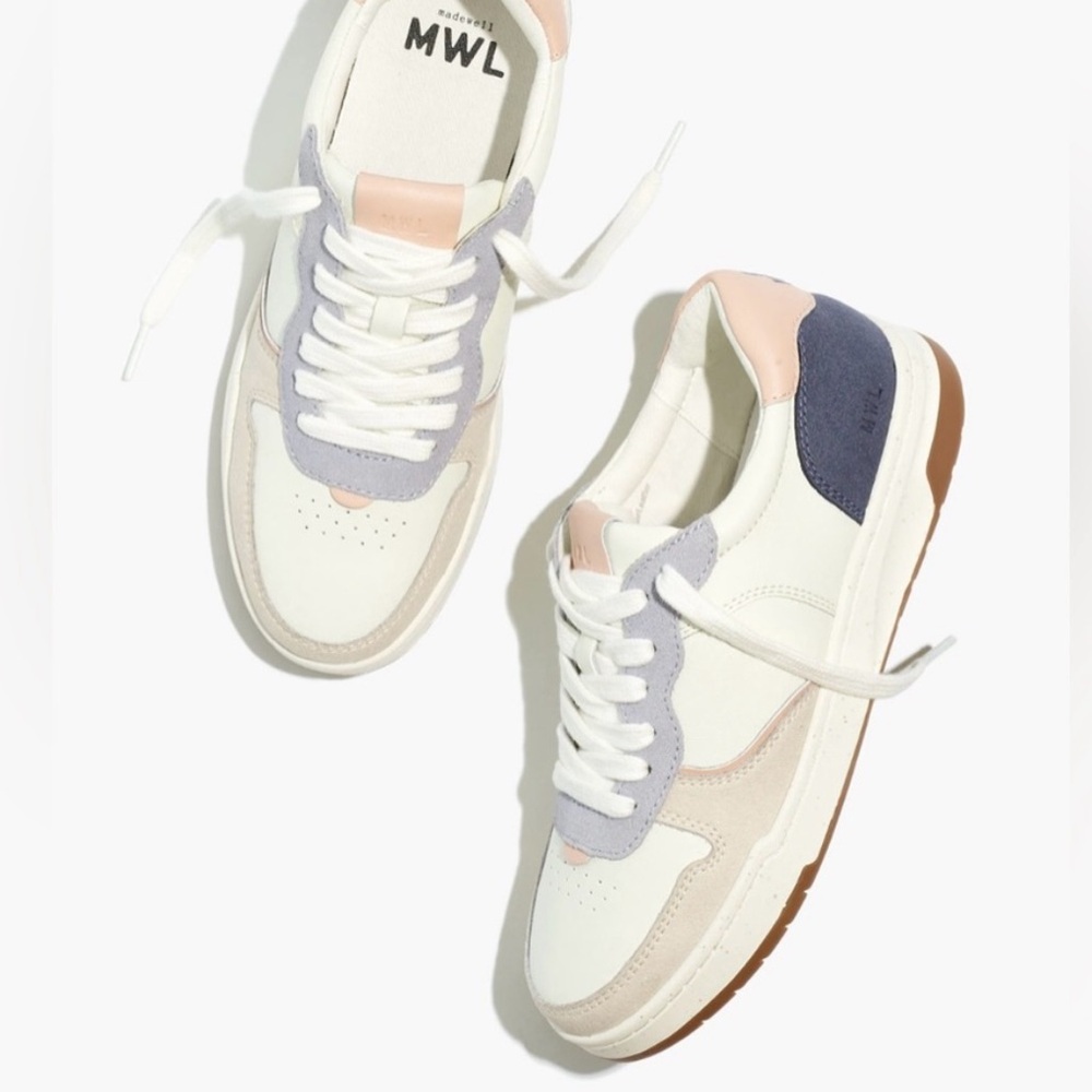 Madewell MWL Sneakers in White and Light Pink